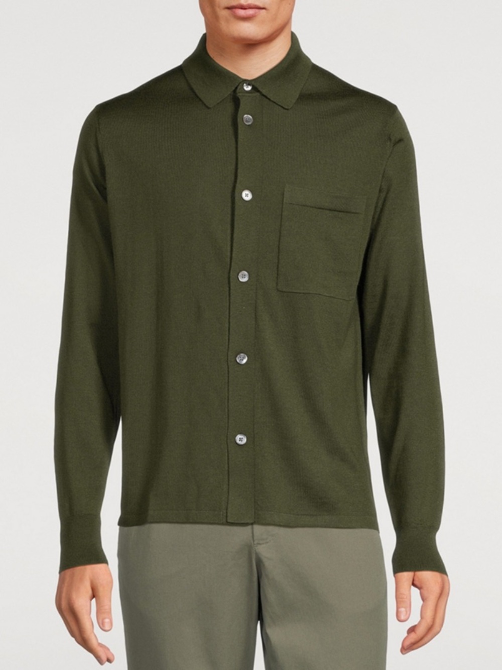 Norse Projects rollo tech merino shirt L army green wool button up timeless fall